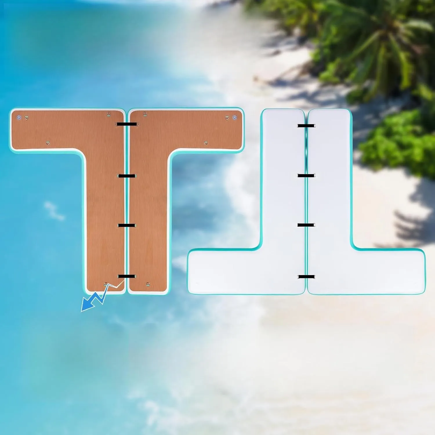 2 L-Shaped Inflatable Jet Ski Docks with 8 Free Straps