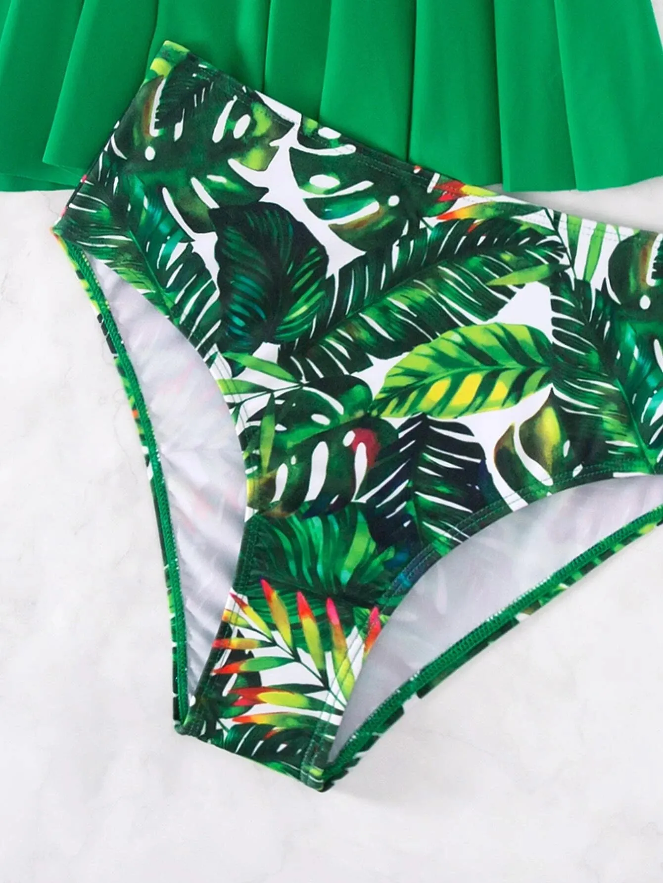 4FunGift® Swim Tropical Print Tankini Set Wrap Cami Top & Bikini Bottom 2 Piece Bathing Suit
