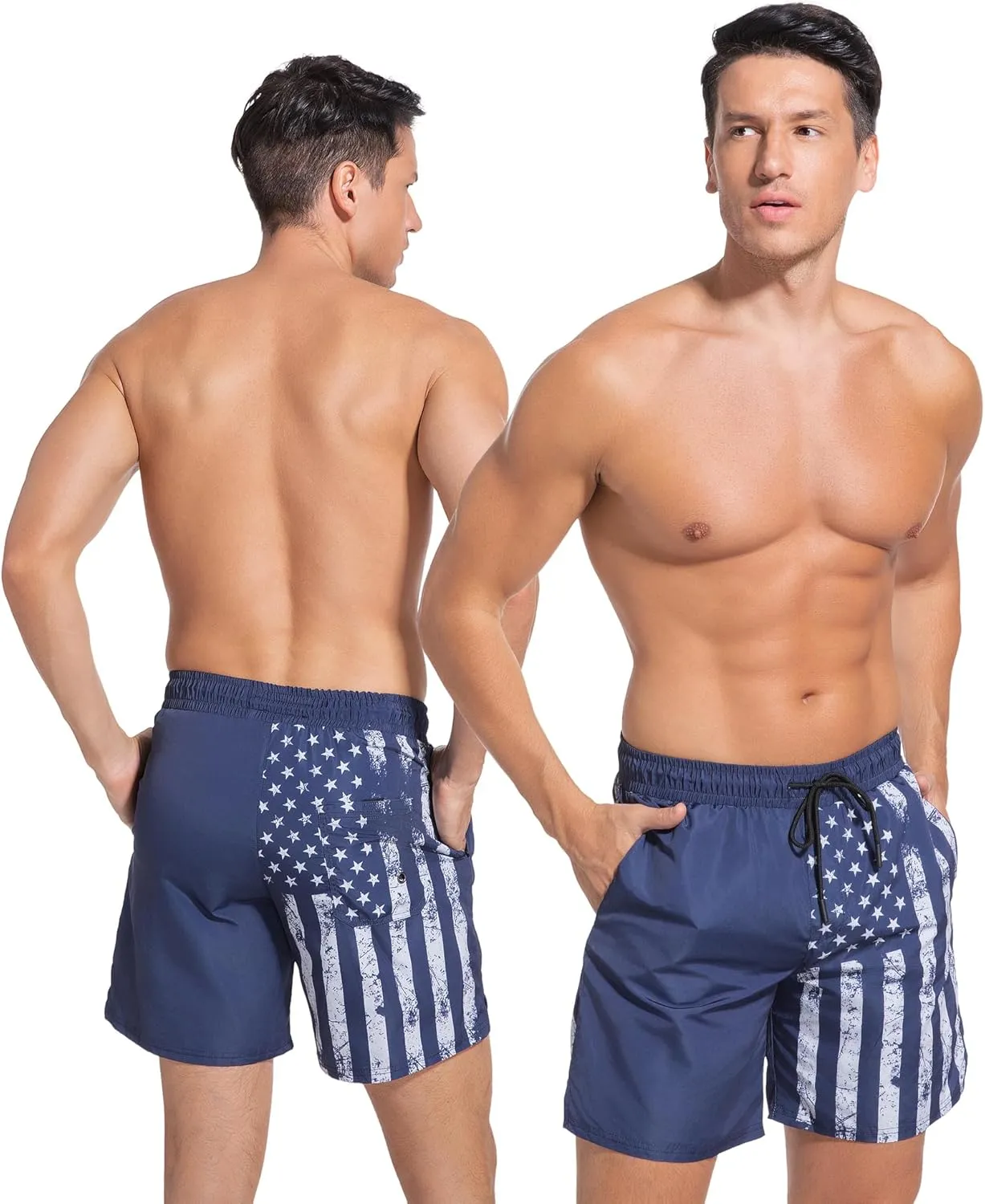 7 Inch Mens Swim Trunks with Compression Liner 2-in-1 Swimming Shorts Stretch Dry Fit Board Shorts Bathing Suit for Men