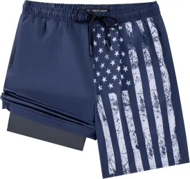 7 Inch Mens Swim Trunks with Compression Liner 2-in-1 Swimming Shorts Stretch Dry Fit Board Shorts Bathing Suit for Men