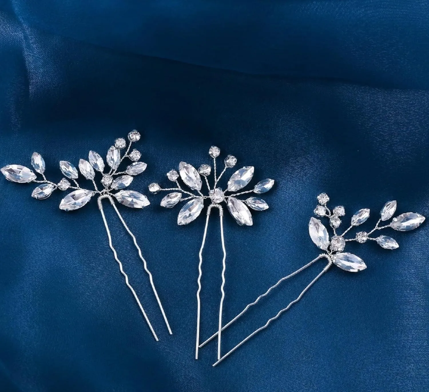 9 Pieces Wedding Hair Pins for Bridal Silver Rhinestone Wedding Hair Accessories for Brides Bridesmaids Women