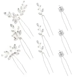 9 Pieces Wedding Hair Pins for Bridal Silver Rhinestone Wedding Hair Accessories for Brides Bridesmaids Women