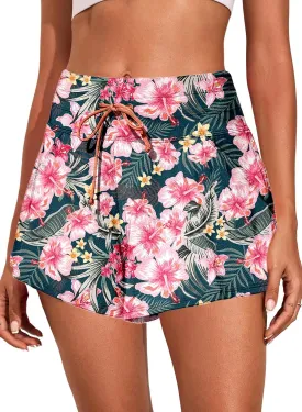 Aleumdr Women's 3" Swim Board Shorts Tummy Control Swim Bottom High Waisted Quick Dry Tankini Bottom with Pockets