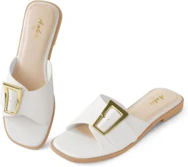 Ankis Black White Brown Women's Flat Sandals Comfortable Flat Sandals for Dressy Summer Women's Slide Sandals