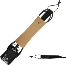 AQUBONA Surfboard Leash, 6/7/8ft SUP Leg Rope, 7mm Adjustable Thigh Ankle Cuff Leash, Straight Surf Leashes with Key Pocket (Black, 6ft)
