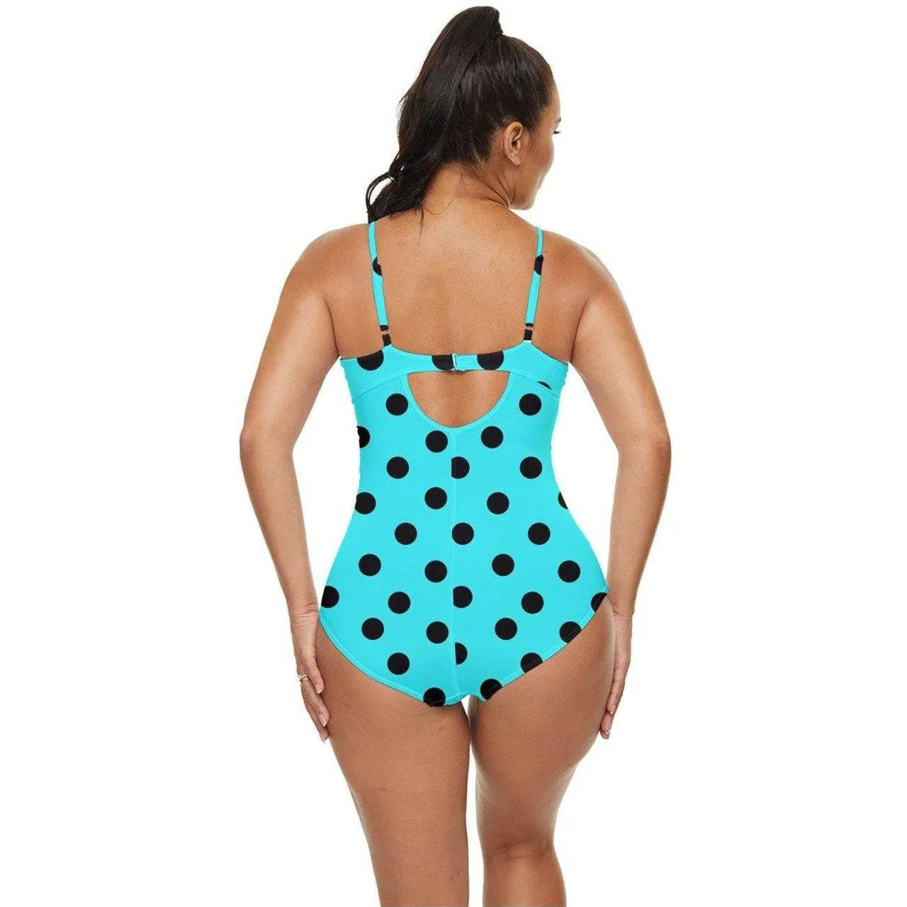 BLUE POLKA DOT Retro Full Coverage Swimsuit
