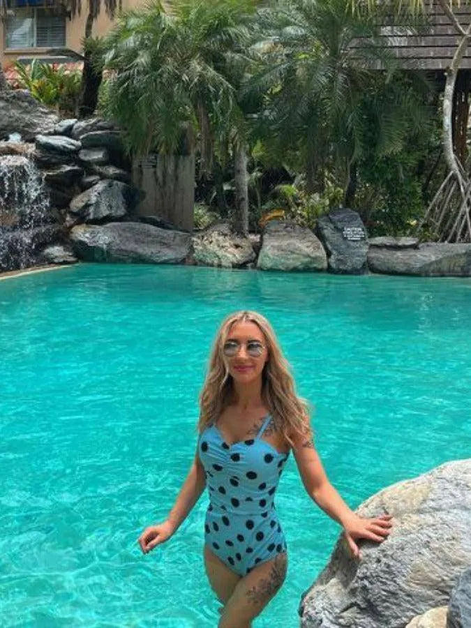 BLUE POLKA DOT Retro Full Coverage Swimsuit