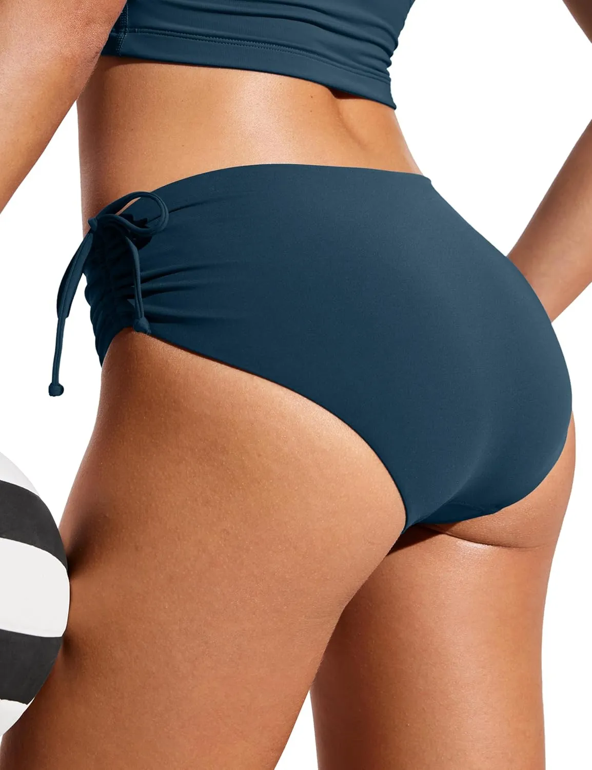 CRZ YOGA Womens Bikini Bottoms Full Coverage Bathing Swimsuit Adjustable Ruched Side Tie Swim Briefs