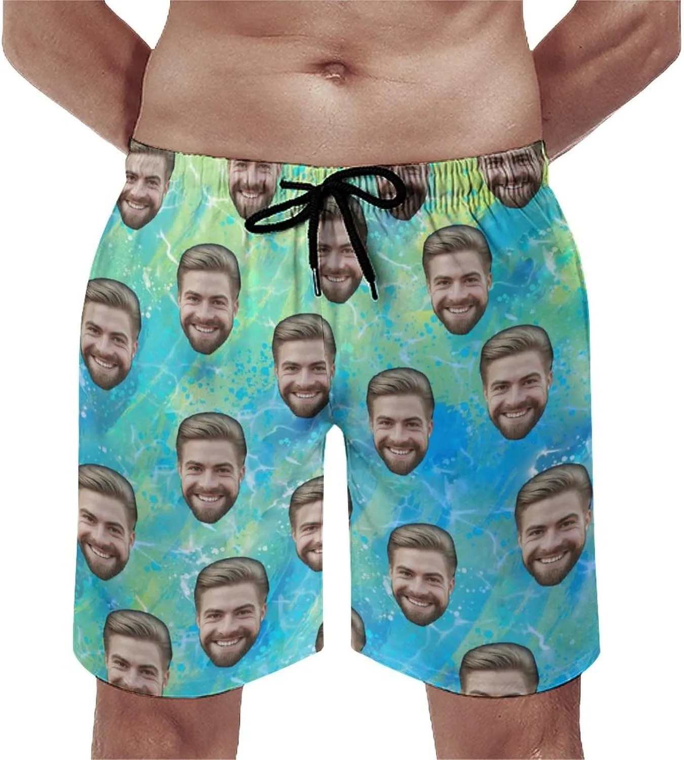 Custom Faces Men's Swim Trunks Quick Dry Beach Shorts Personalized Funny Shorts Customize Your Photo Bathing Suits