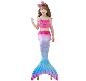 Fancydresswale Mermaid 3 pc swimsuit for Girls with large fin option- Begonia