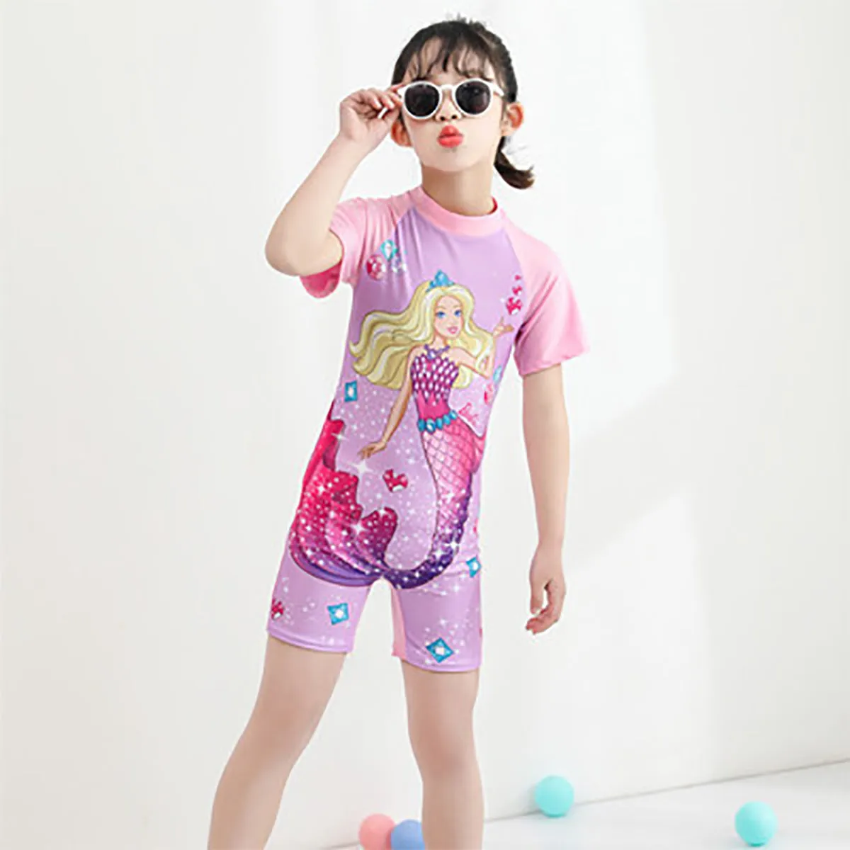 Fancydresswale Mermaid half sleeve Swimsuit for Girls