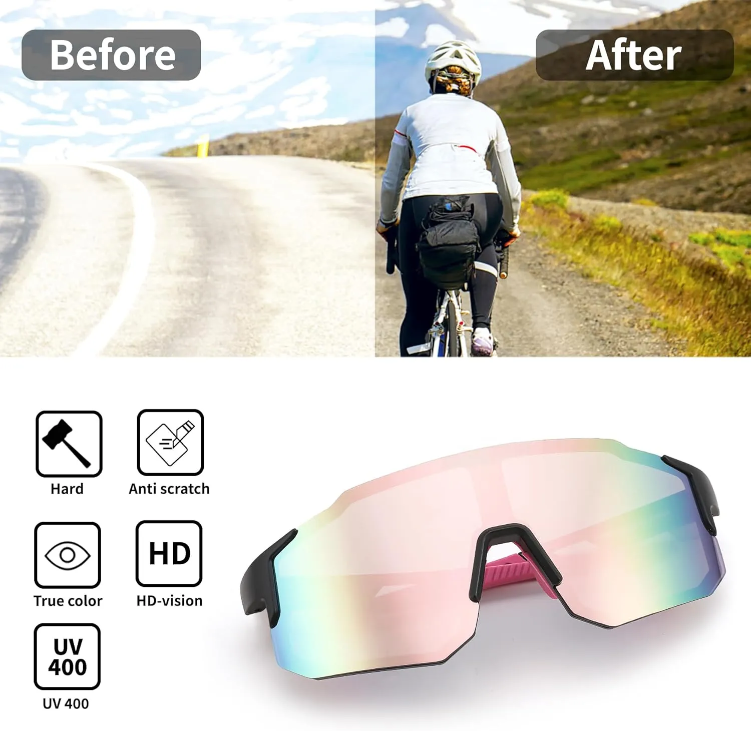 FEISEDY Sports Sunglasses for Men, Women and Teens - Baseball, Biking, Cycling UV400 Protection B2388