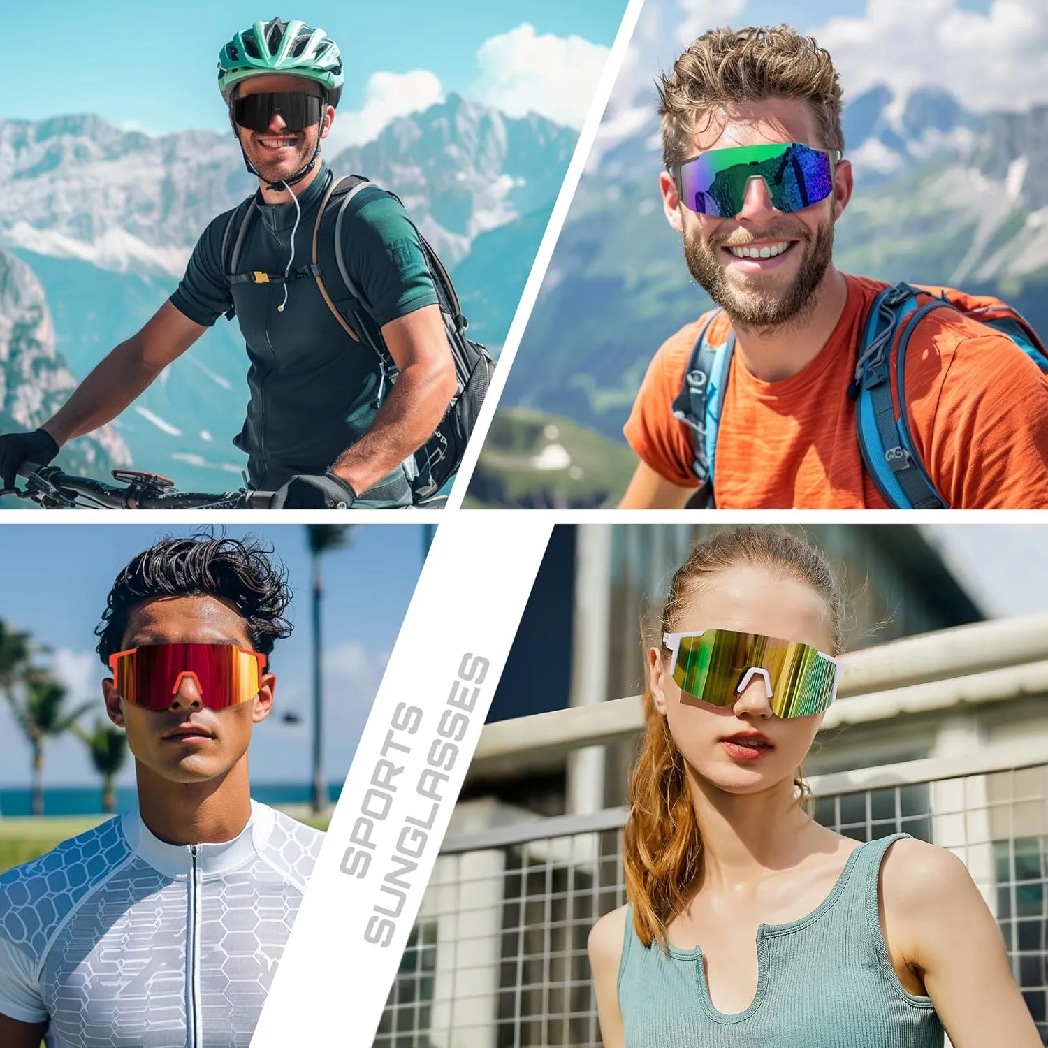 FEISEDY Sports Sunglasses for Men, Women and Teens - Baseball, Biking, Cycling UV400 Protection B2388