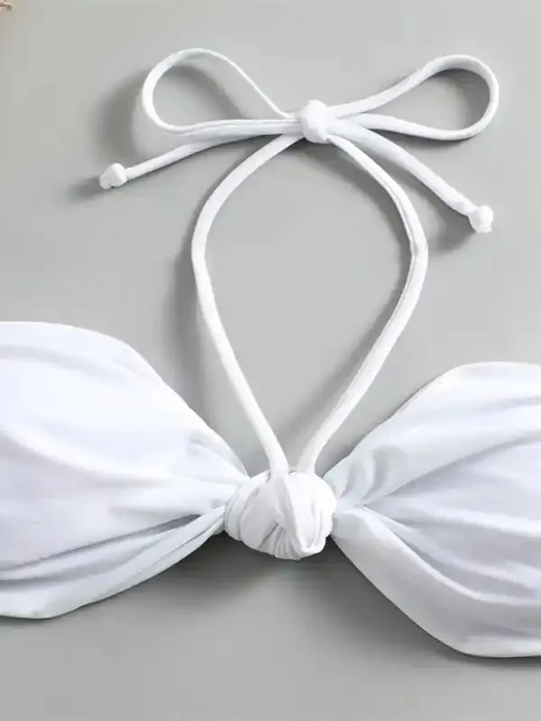 Feminine knot halterneck string bikini