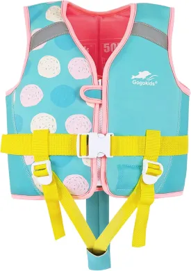 Gogokids Kids Swim Vest Float Jacket for 30-50 lbs 2-6 Years - Toddler Flotaties Swimming Pool Vest for Boys Girls Swimming Learning