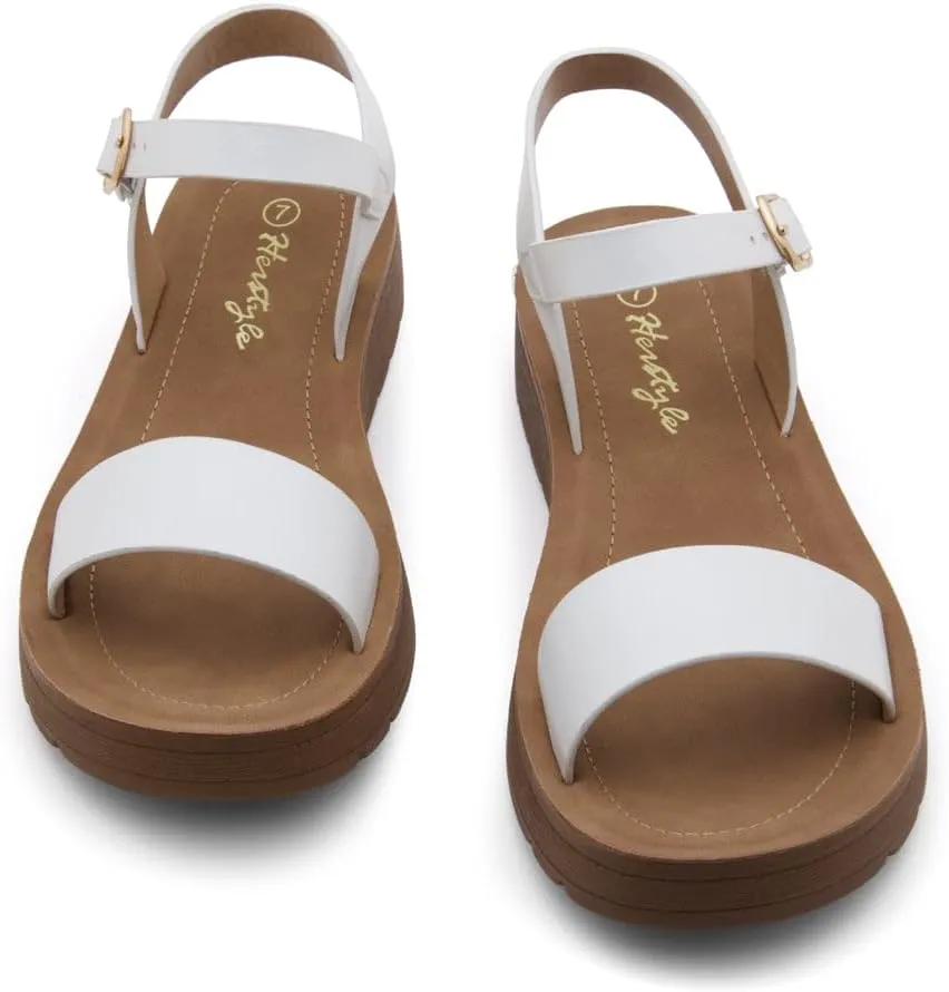 Herstyle Womens Flat Sandals  One Band Ankle Strap Dressy Casual Sandals with Cushioned Footbed | Comfortable Open Toe Walking Shoes for Summer & Daily Wear