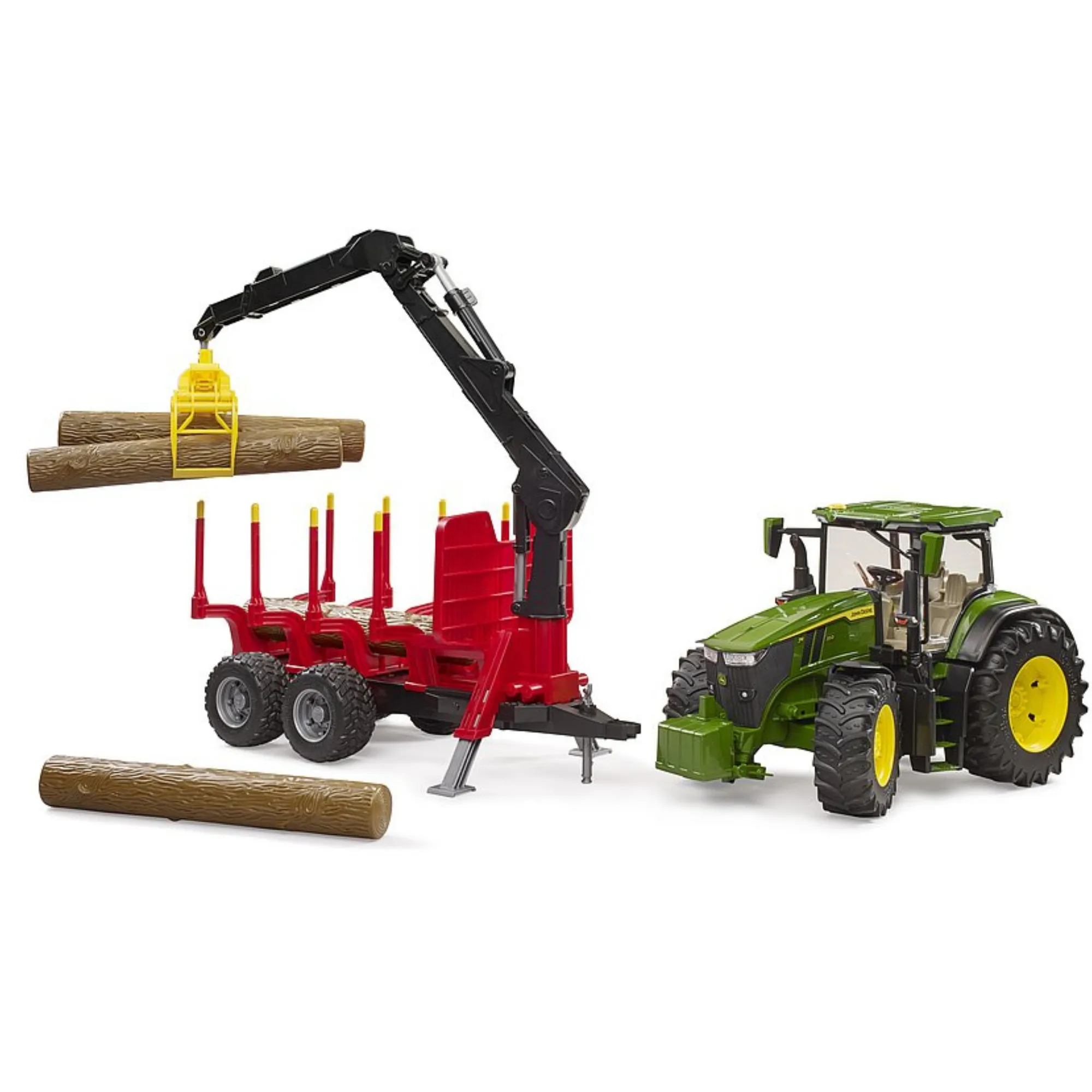 John Deere 7R350 Tractor with Frontloader & Forestry Trailer