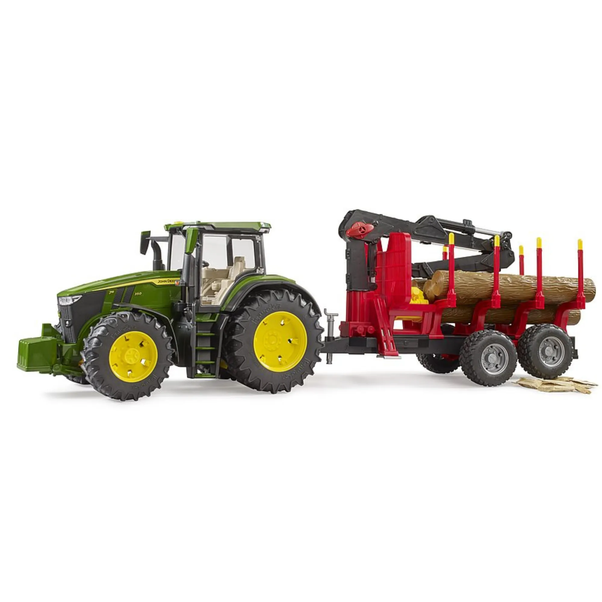 John Deere 7R350 Tractor with Frontloader & Forestry Trailer