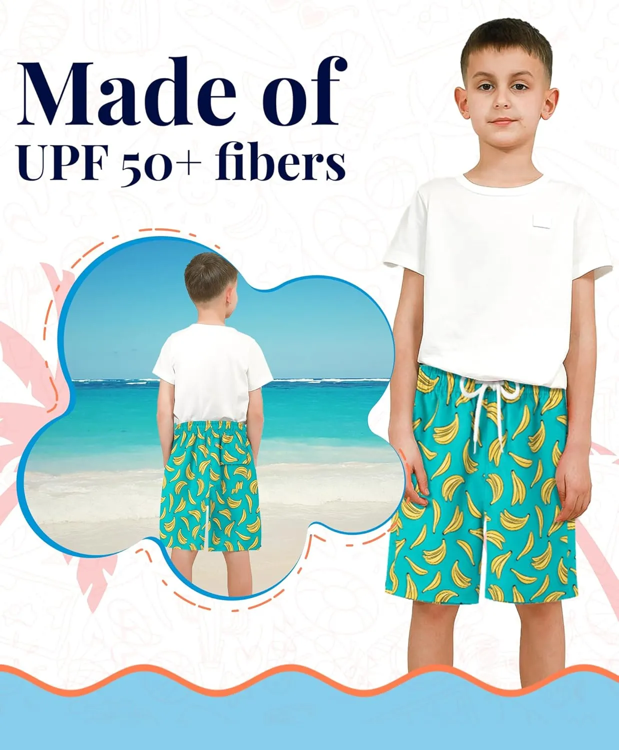 KAILUA SURF Boys' Swim Trunks Quick Dry Board Shorts with Mesh Liner, Sizes 2T-18/20