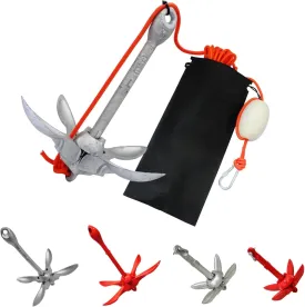 Kayak Anchor Kit 1.5/3.5lb Folding Small Boat Anchor for Paddle Board Canoe Jet Ski PWC Anchor with 32.8 ft Anchor Rope Storage Bag