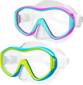 Kids Swim Goggles with Nose Cover, Snorkel Diving Mask for Boys Girls Ages 5-15, Anti-Fog Clear View Swimming Goggles