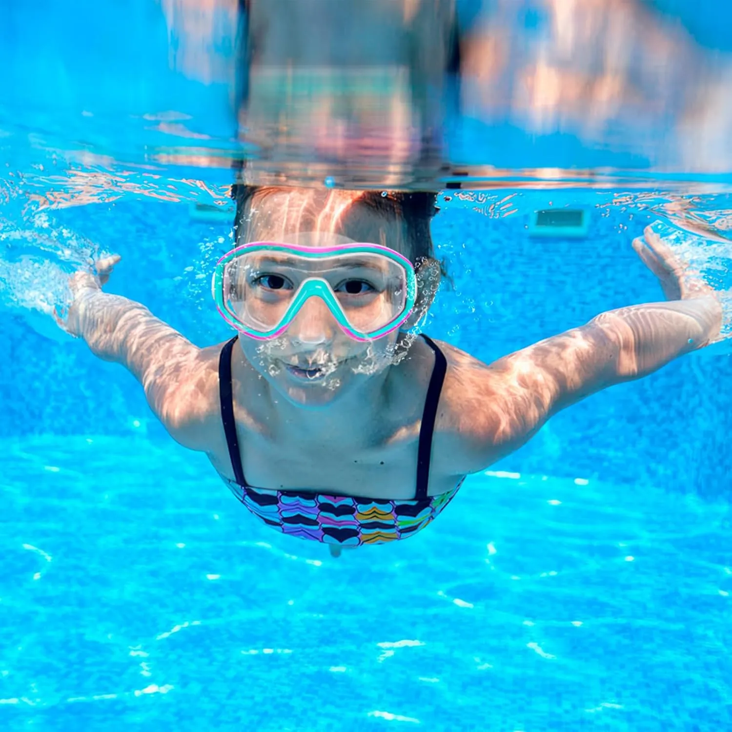 Kids Swim Goggles with Nose Cover, Snorkel Diving Mask for Boys Girls Ages 5-15, Anti-Fog Clear View Swimming Goggles