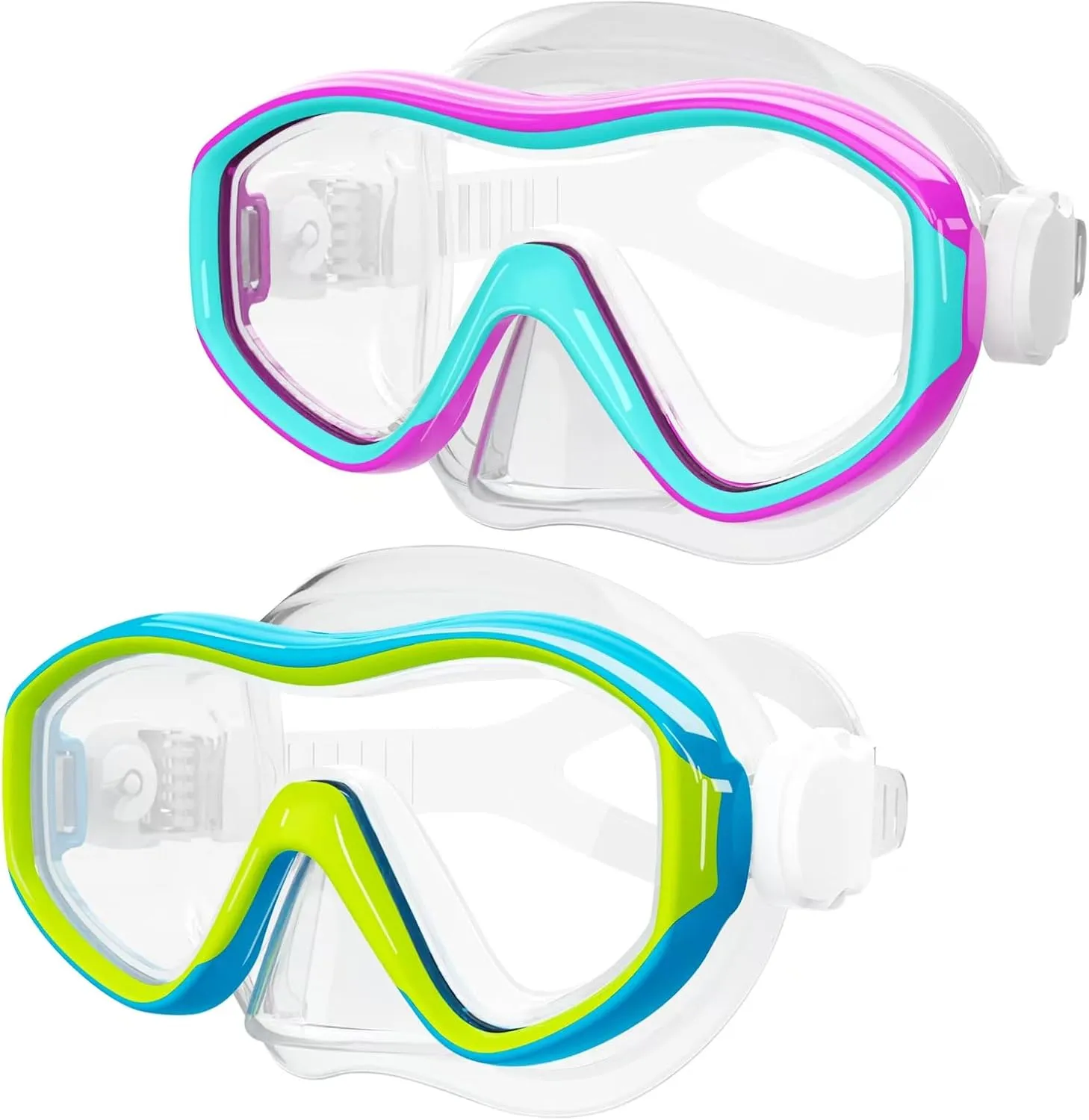 Kids Swim Goggles with Nose Cover, Snorkel Diving Mask for Boys Girls Ages 5-15, Anti-Fog Clear View Swimming Goggles