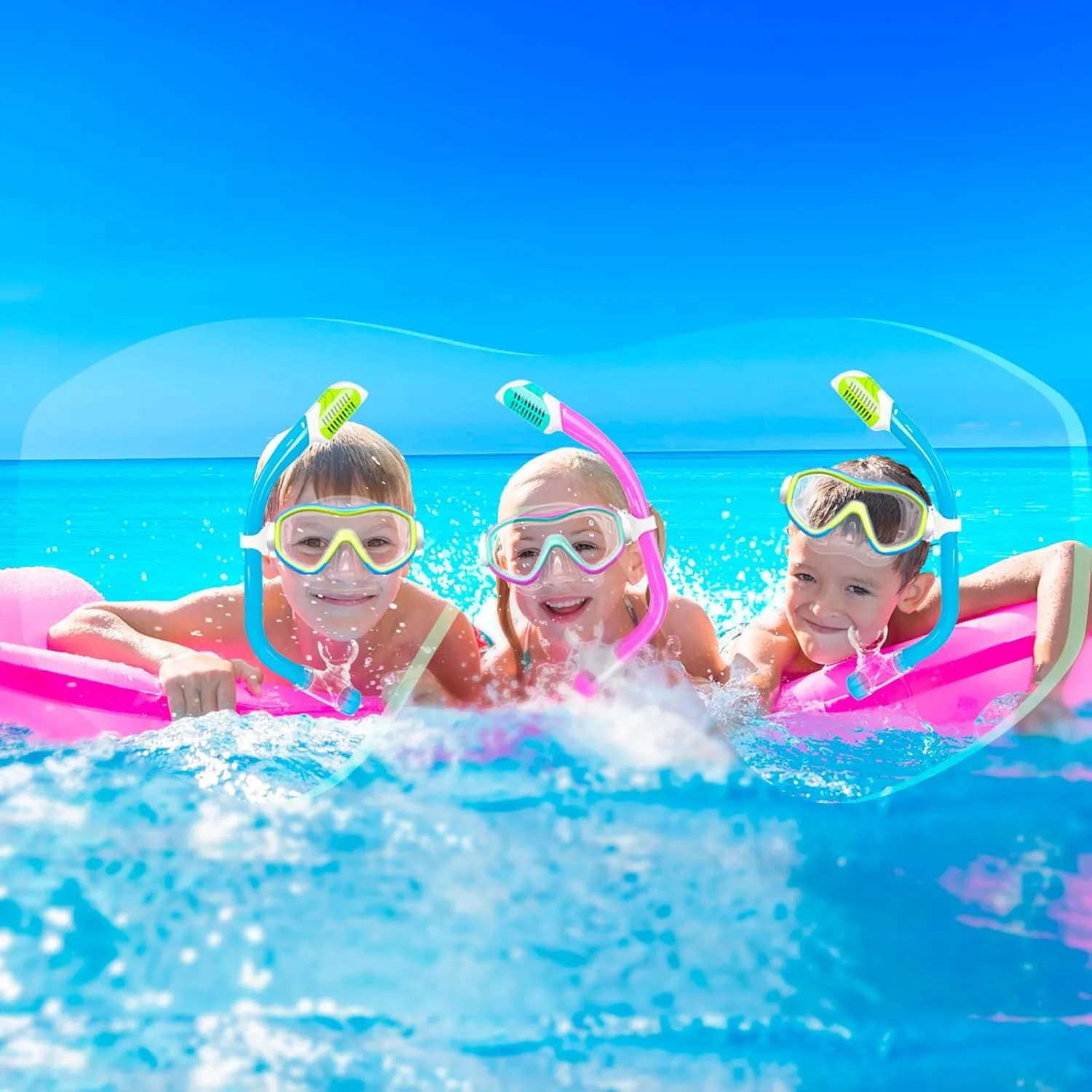 Kids Swim Goggles with Nose Cover, Snorkel Diving Mask for Boys Girls Ages 5-15, Anti-Fog Clear View Swimming Goggles