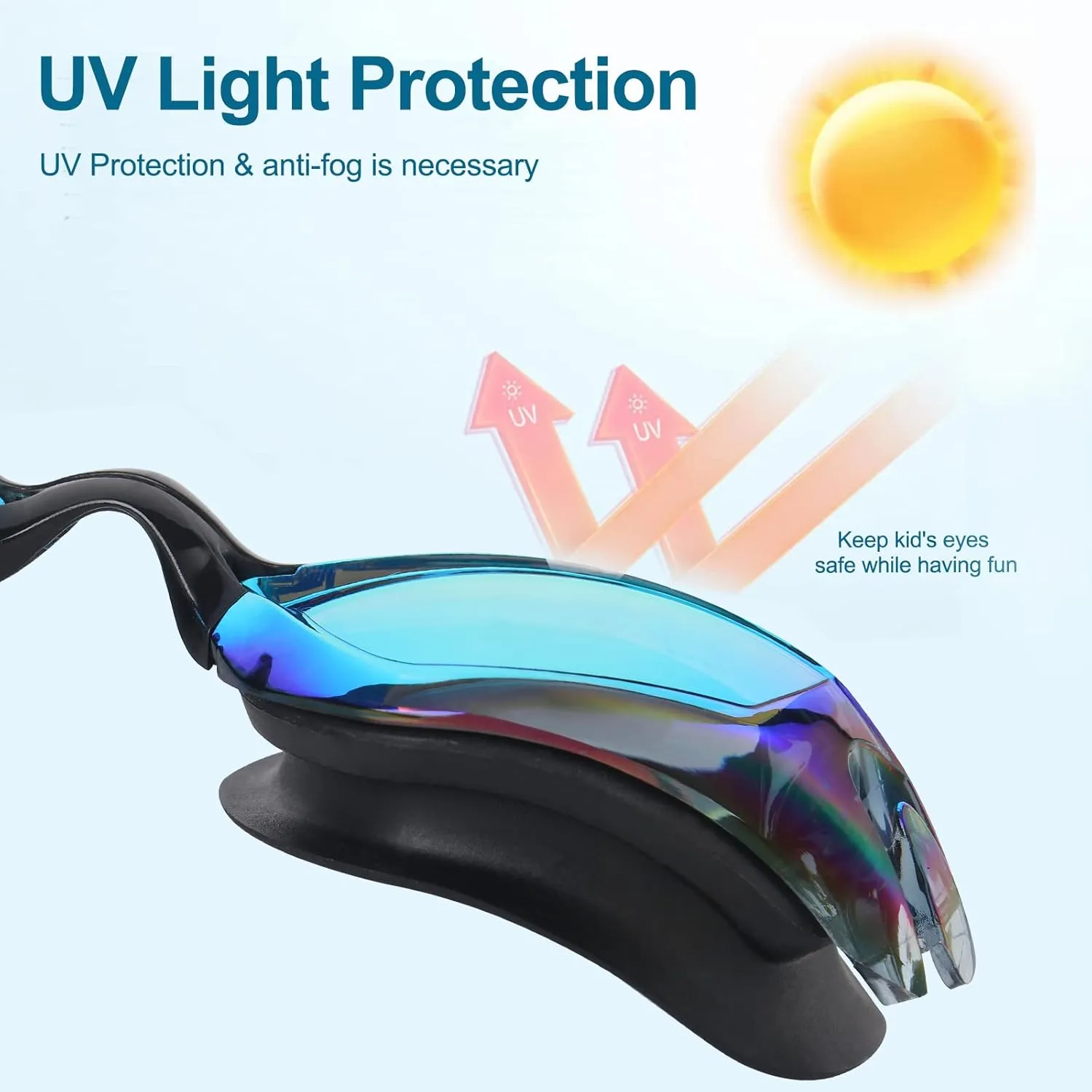 Kids Swim Goggles,2 Pack Anti-Fog Leak Proof Kids Swimming Goggles,Anti-UV Clear Vision Glasses for Children Age 3-14
