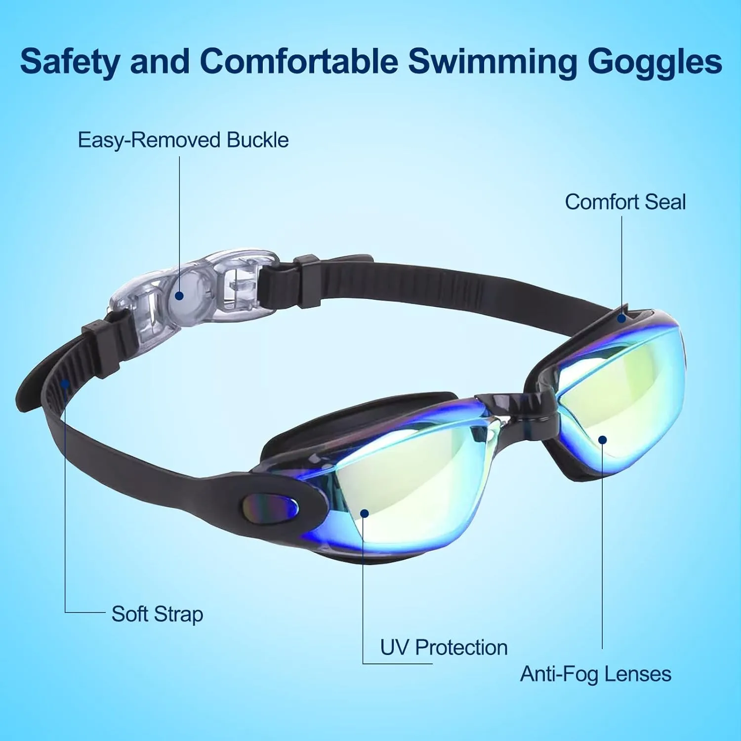 Kids Swim Goggles,2 Pack Anti-Fog Leak Proof Kids Swimming Goggles,Anti-UV Clear Vision Glasses for Children Age 3-14