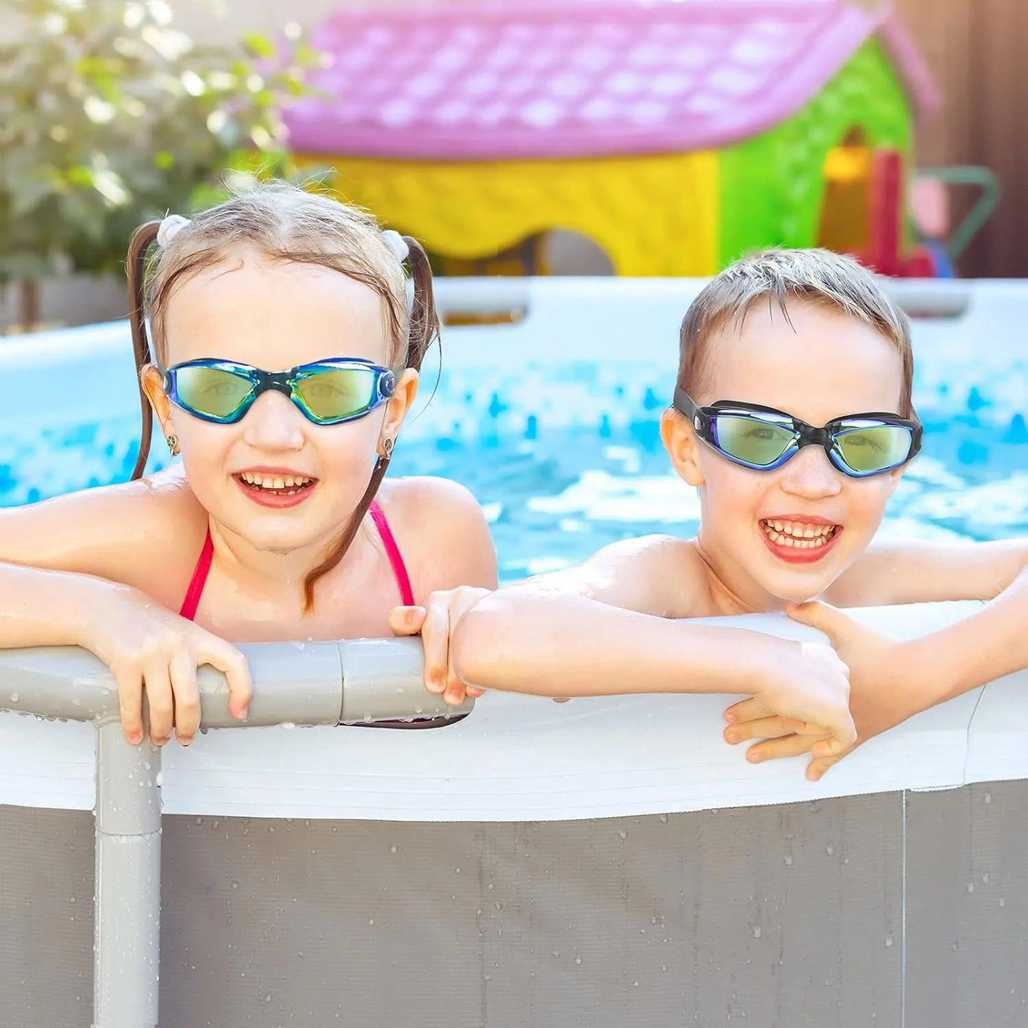 Kids Swim Goggles,2 Pack Anti-Fog Leak Proof Kids Swimming Goggles,Anti-UV Clear Vision Glasses for Children Age 3-14
