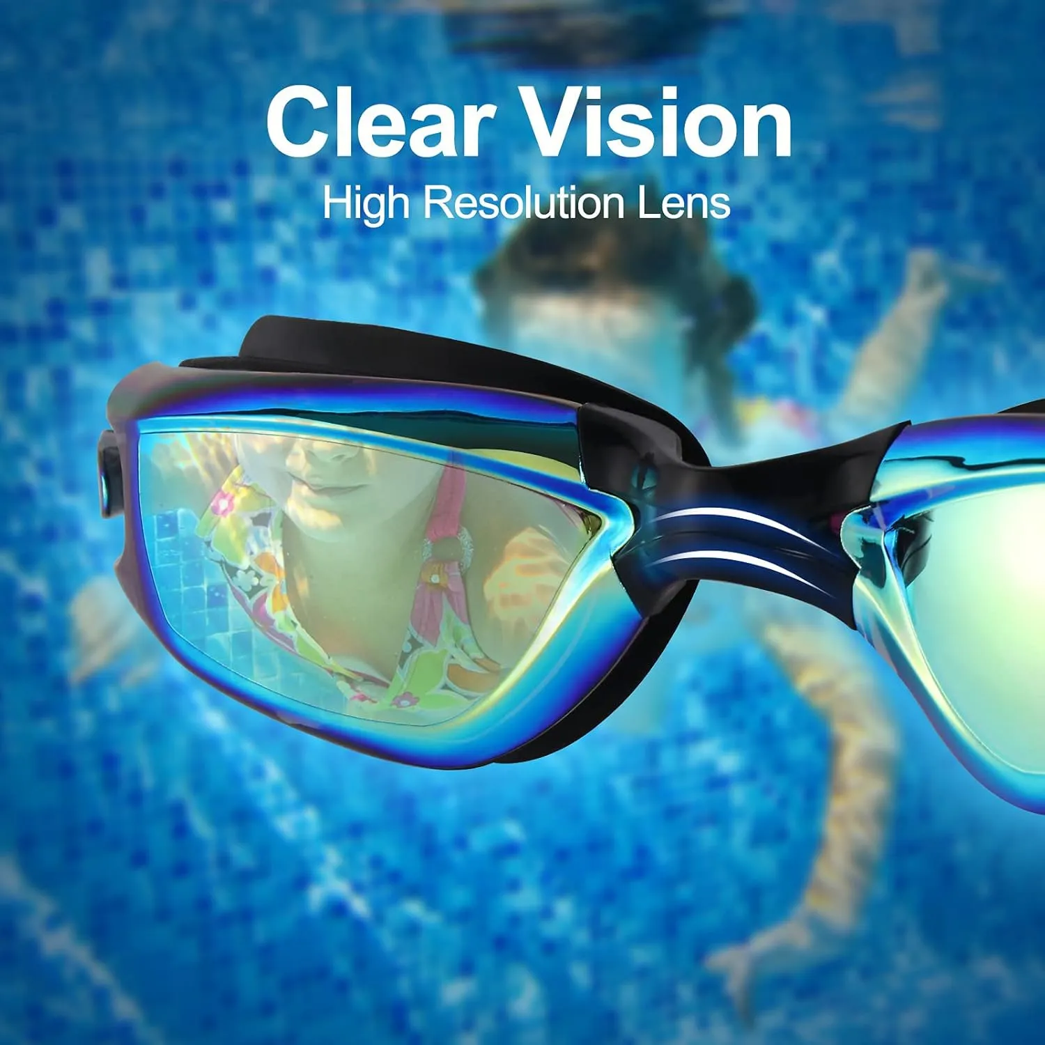 Kids Swim Goggles,2 Pack Anti-Fog Leak Proof Kids Swimming Goggles,Anti-UV Clear Vision Glasses for Children Age 3-14