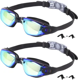 Kids Swim Goggles,2 Pack Anti-Fog Leak Proof Kids Swimming Goggles,Anti-UV Clear Vision Glasses for Children Age 3-14