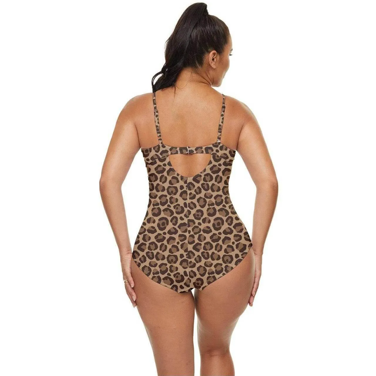 Leopard Print Retro Full Coverage Swimsuit