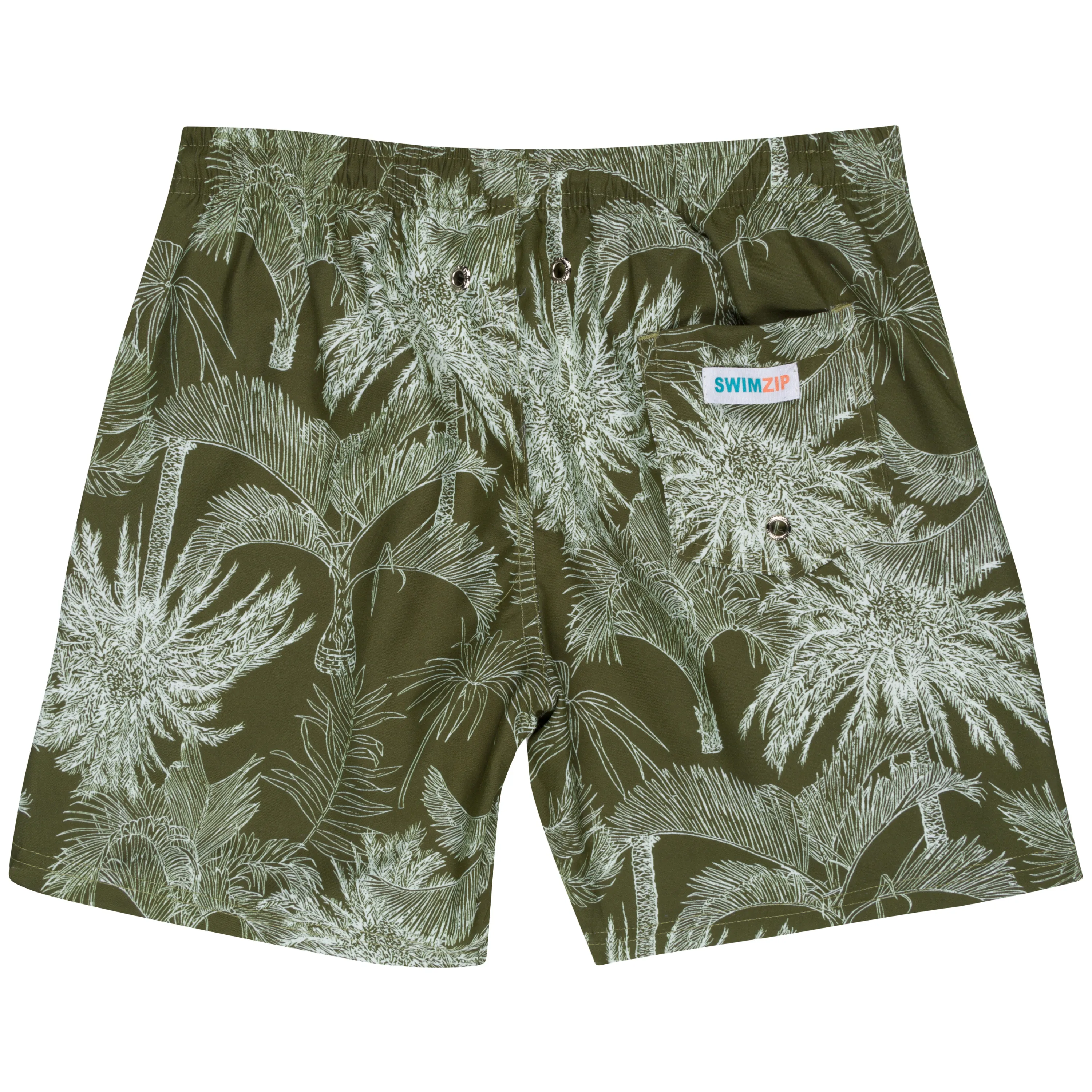 Men's 8" Swim Trunks Boxer Brief Liner | "Hawaiian Rainforest"