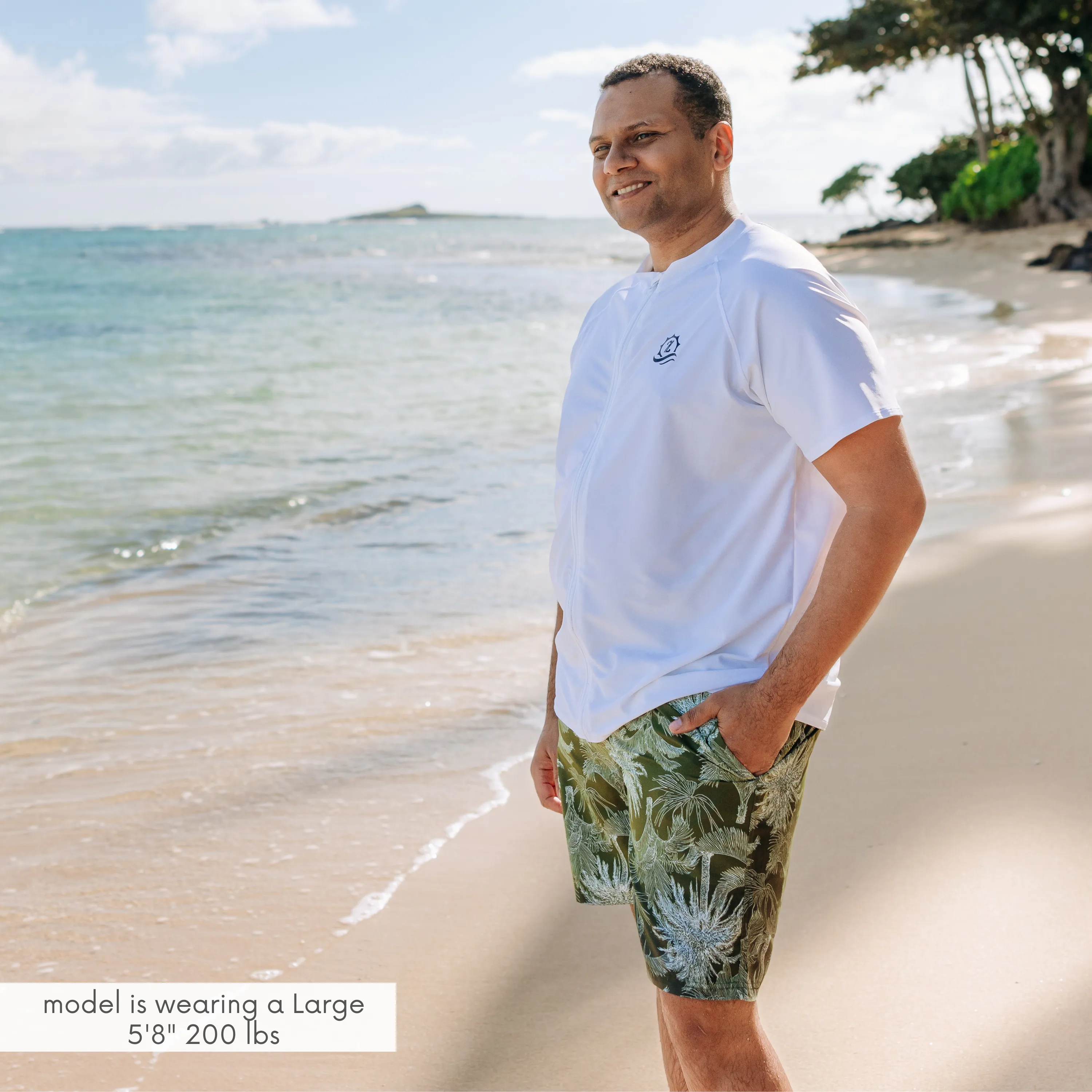 Men's 8" Swim Trunks Boxer Brief Liner | "Hawaiian Rainforest"