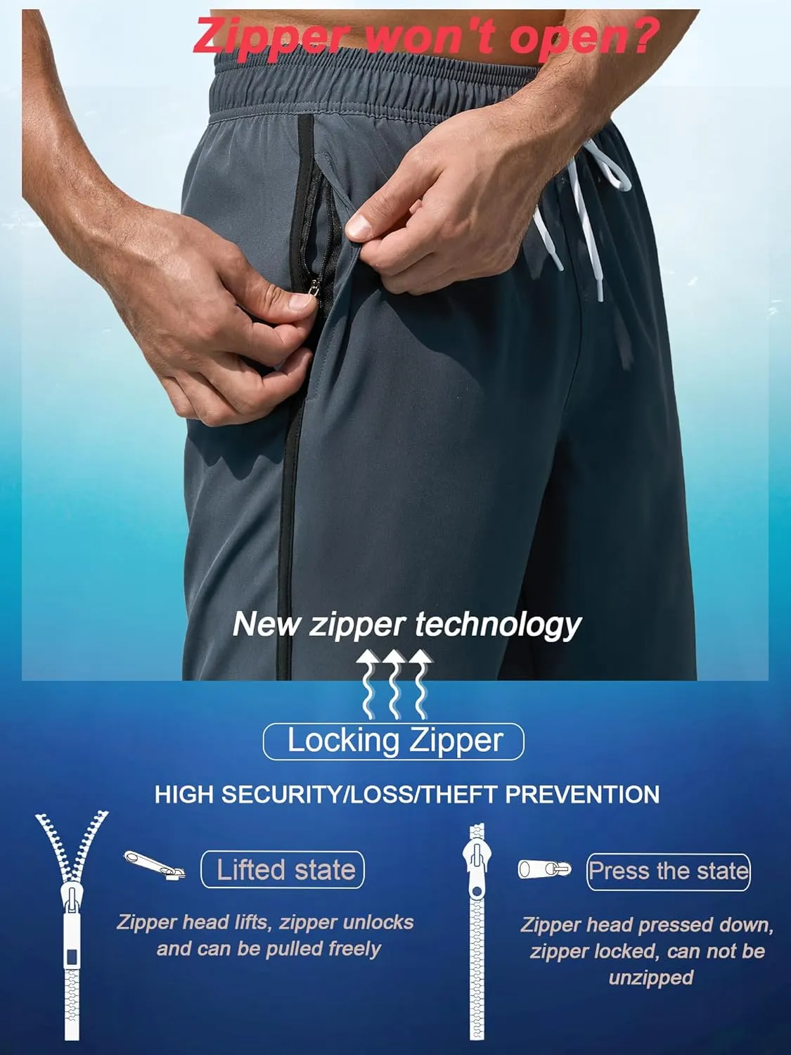 Mens Swim Trunks with Compression Liner 9 Inch Quick Dry Bathing Suit Board Shorts with Zipper Pockets