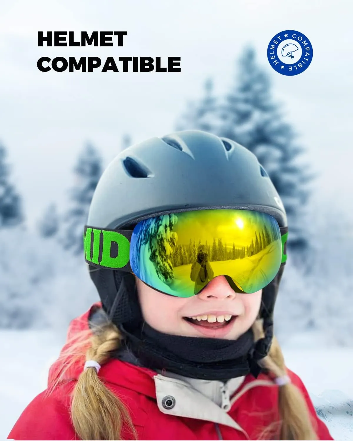 OMID Kids Ski Goggles, Anti-fog UV Protection Snowboard Snow Goggles Boys Girls