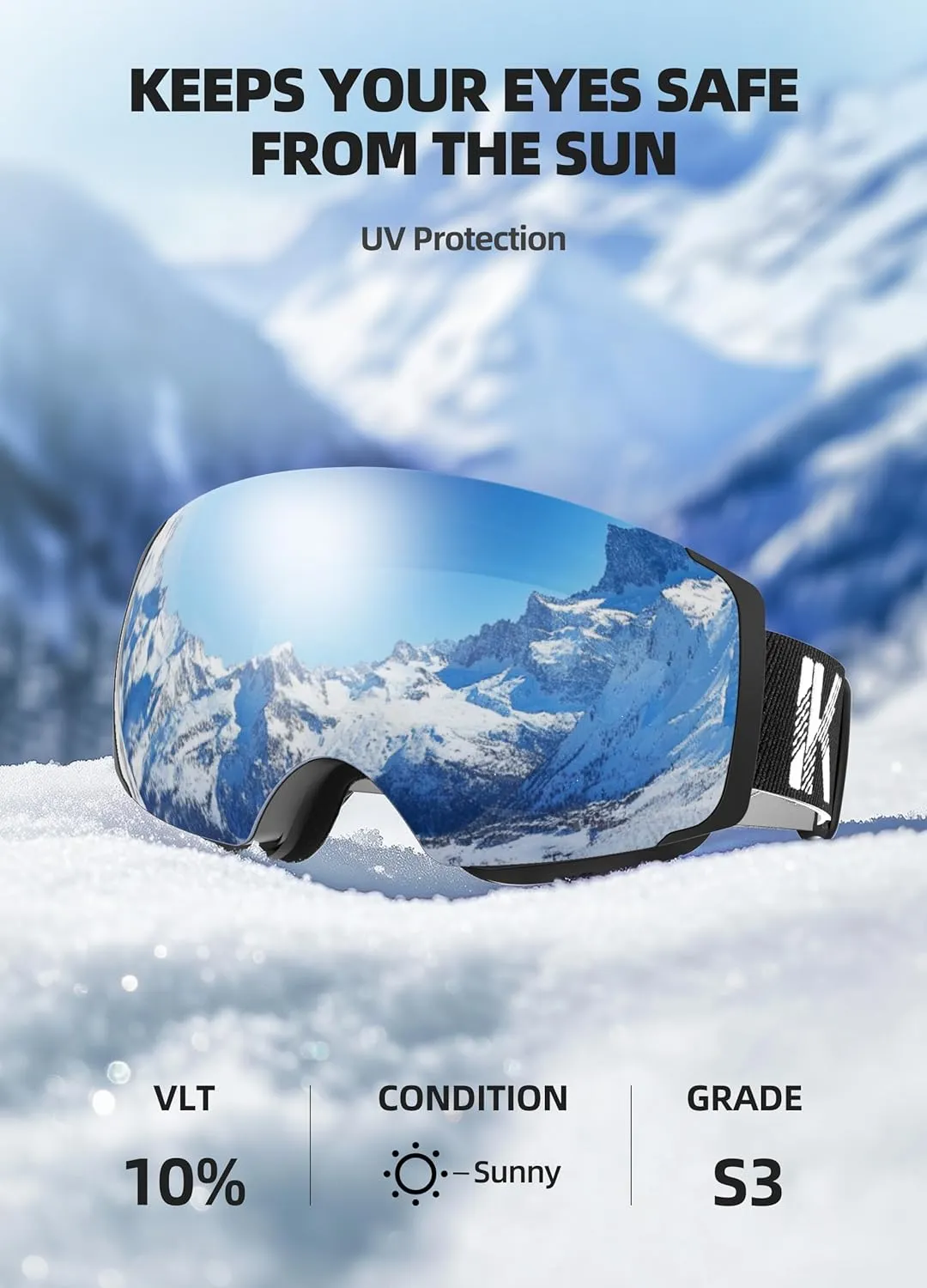 OTG Ski Goggles, Interchangeable Magnetic Lens Snow Goggles, Anti Fog Snowboard Goggles for Women Men Adult Youth