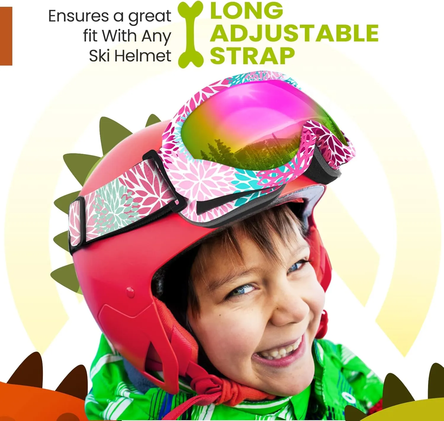 OutdoorMaster Kids Ski Goggles - Helmet Compatible Snow Goggles for Boys & Girls with 100% UV Protection