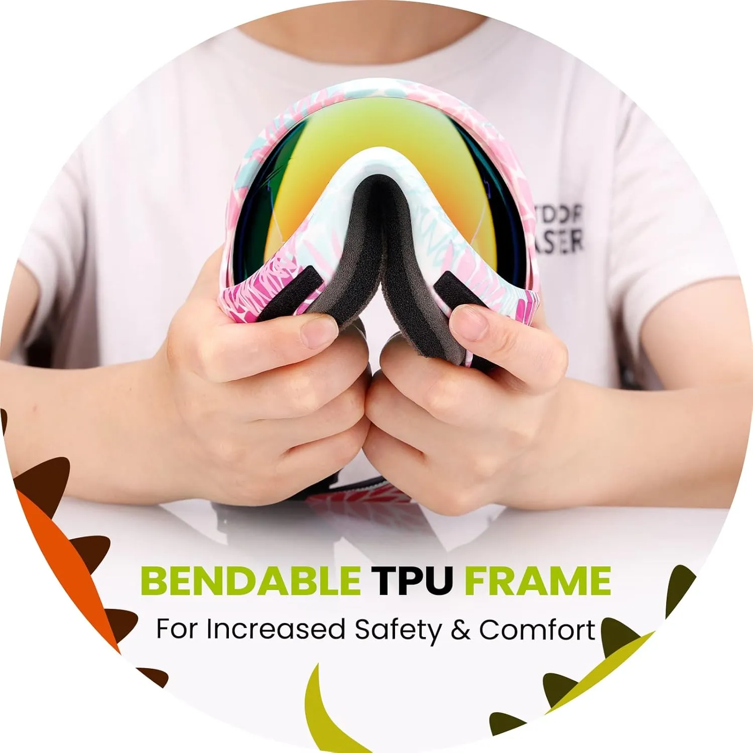 OutdoorMaster Kids Ski Goggles - Helmet Compatible Snow Goggles for Boys & Girls with 100% UV Protection