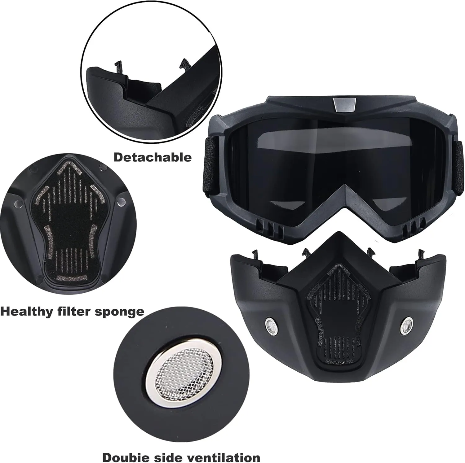 Paintball Mask Anti Fog,Tactical Full Face Mask Ski Mask Goggles Detachable Adjustable,Motorcycle Riding Face Protection