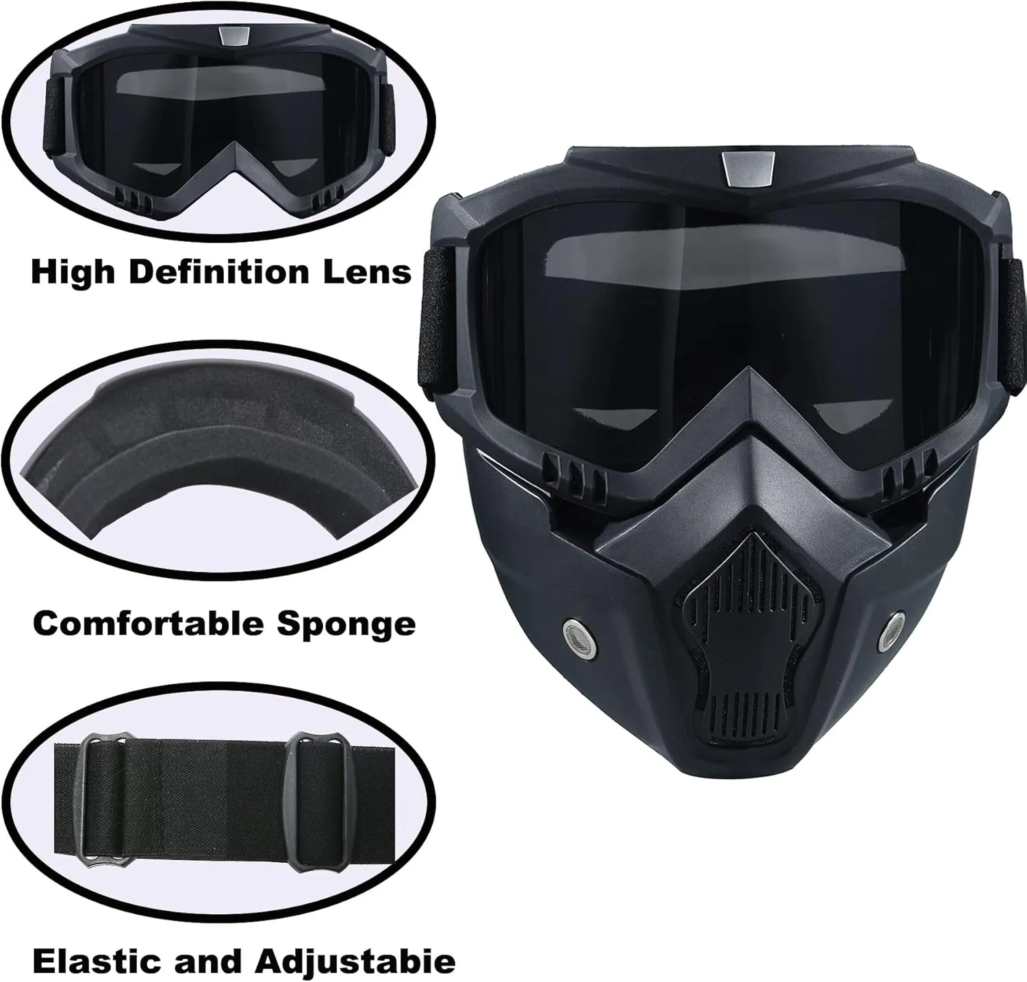 Paintball Mask Anti Fog,Tactical Full Face Mask Ski Mask Goggles Detachable Adjustable,Motorcycle Riding Face Protection