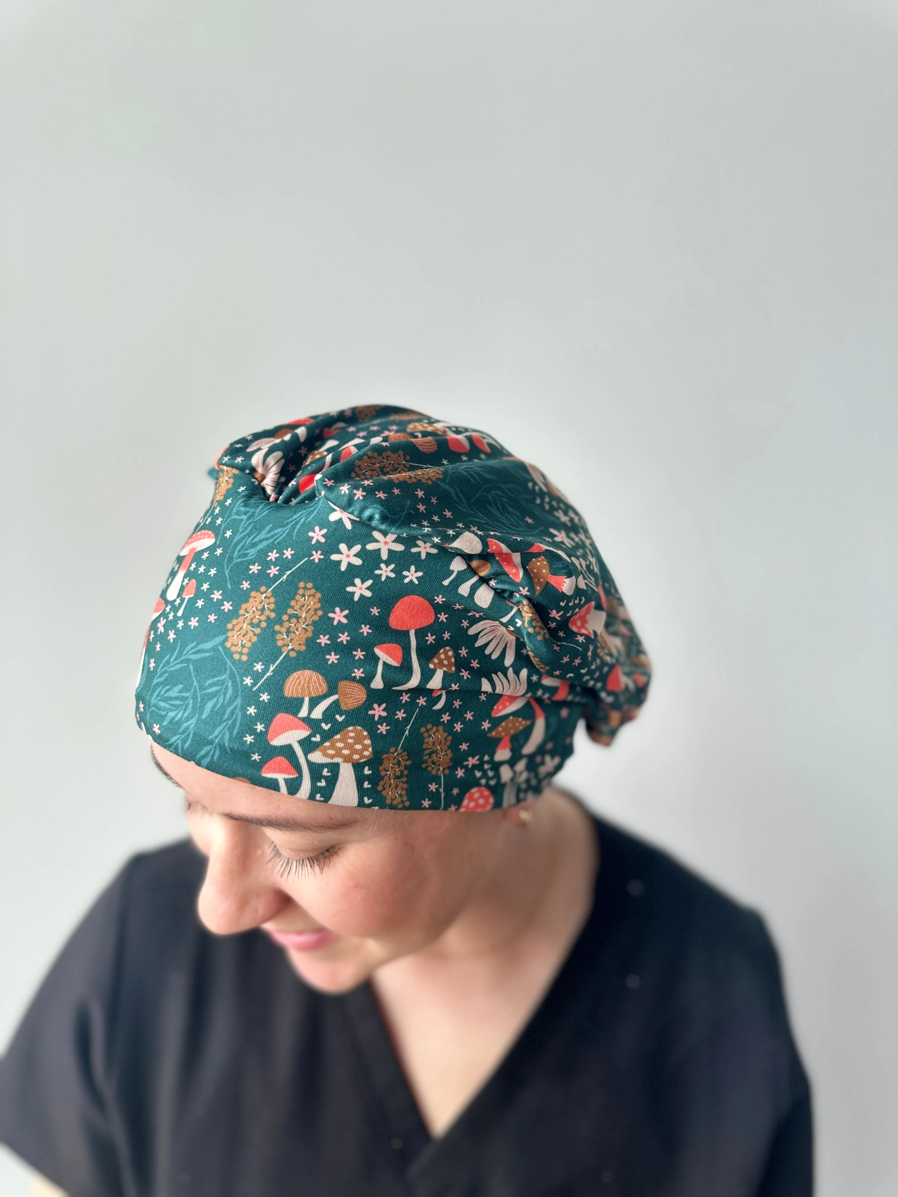 Scrub Hat - Mushrooms and Daisies