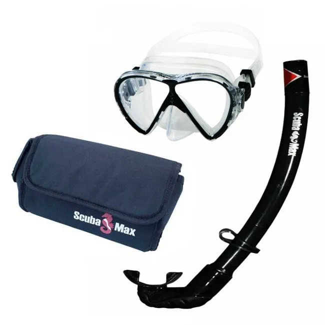 Scuba Max MK-116 Evora 2, SK-209 J Sports Air Supply and Mask Bag Snorkel Combo
