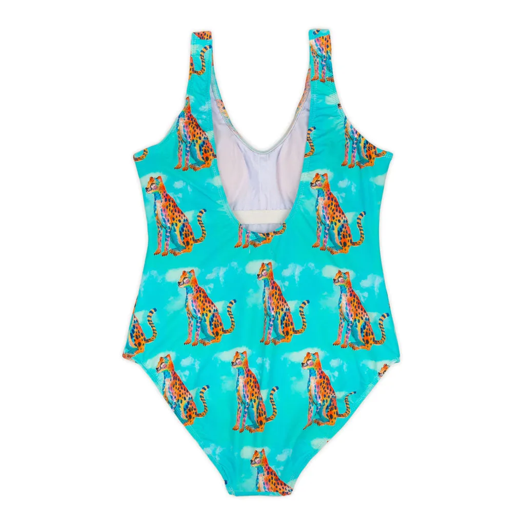 Shimmering Cheetah Women's One Piece Sleeveless Swimsuit