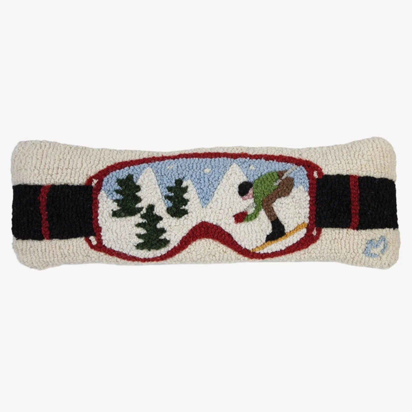 Ski Goggles Hand Hooked Pillow