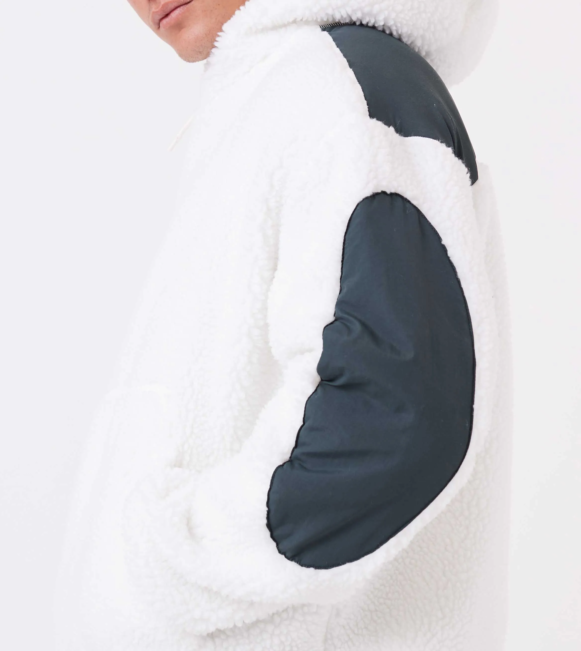 Ski Shearling Hoodie White/Forest