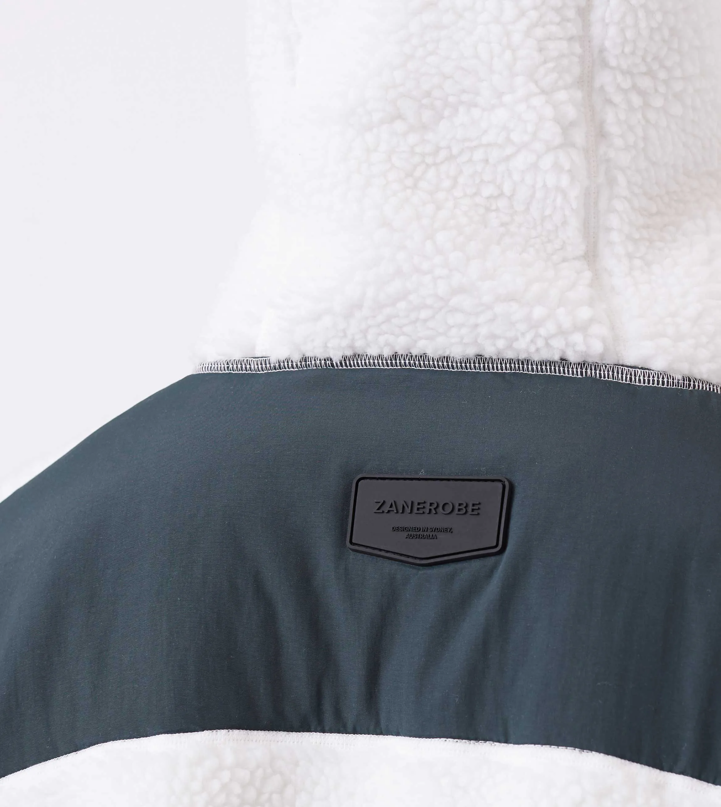 Ski Shearling Hoodie White/Forest