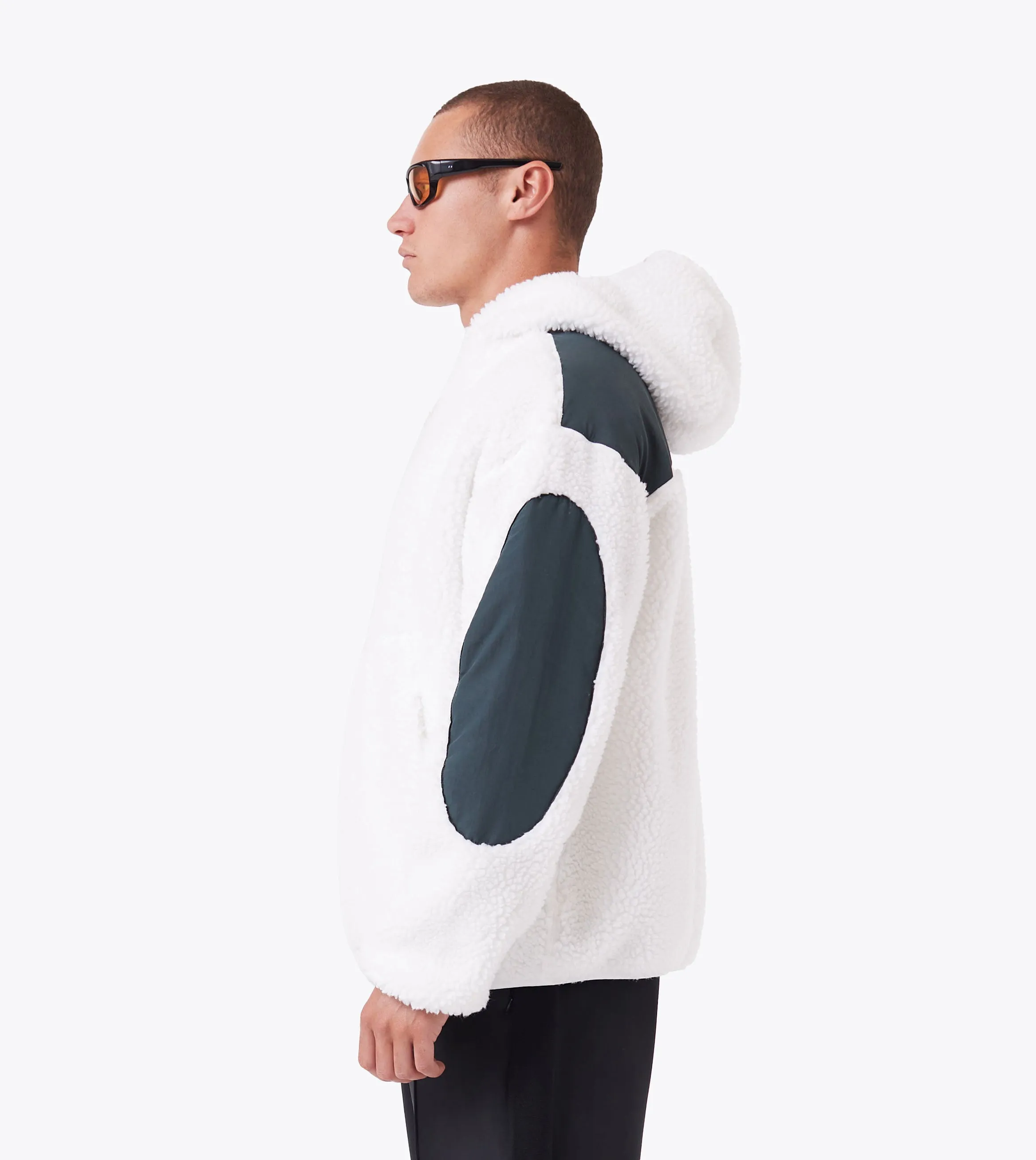 Ski Shearling Hoodie White/Forest